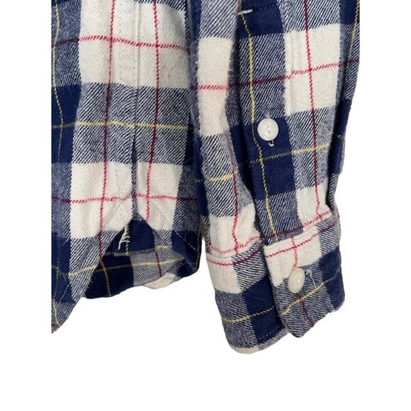 Madewell and Penfield Slim Flannel warm cozy layer white blue red plaid XS (#2) - Picture 6 of 9